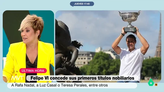 Cristina Pardo se sincera sobre la concesión de un marquesado a Rafa Nadal: "Me parece un pelín horterilla" El rey Felipe VI ha concedido seis nuevos títulos nobiliarios. Entre ellos, destaca el marquesado de Llevant de Mallorca que ha concedido al tenista Rafa Nadal.
