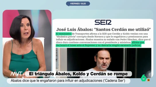 Bea de Vicente, sobre Ábalos. "Cuando te cogen con tan cúmulo de indicios, lo mejor es llegar a un acuerdo" Bea de Vicente, sobre Ábalos. "Cuando te cogen con tan cúmulo de indicios, lo mejor es llegar a un acuerdo"