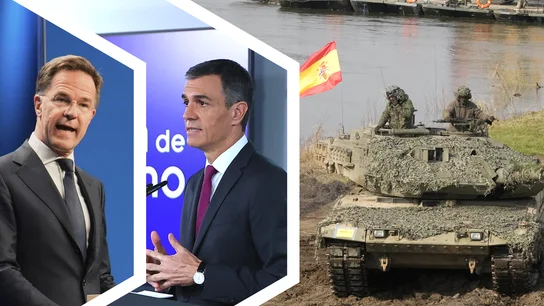 Rutte corrige a Sánchez y asegura que España deberá invertir el 3,5% del PIB en conjunto en gasto militar puro. Rutte corrige a Sánchez y asegura que España deberá invertir el 3,5% del PIB en conjunto en gasto militar puro.