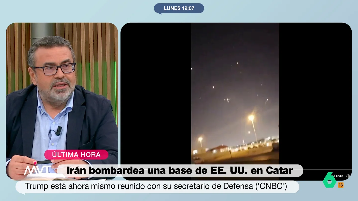 Pedro Rodríguez, sobre el cruce de ataques entre Irán y EEUU: "Es una escalada nunca vista con un trasfondo de armas nucleares" Pedro Rodríguez analiza en este vídeo la escalada de tensiones en Oriente Medio entre Estados Unidos e Irán tras responder esta última bombardeando una base norteamericana en Catar.