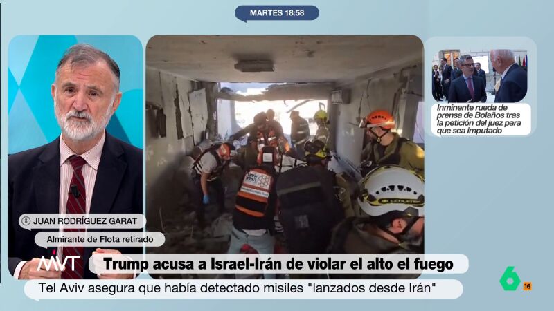 El almirante Garat, sobre el conflicto Israel-Irán: "El alto el fuego se va a sostener porque lo estan deseando los dos"