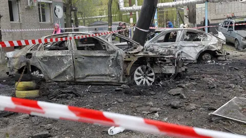 Área afectada de Dnipro por bombardeos rusos. Área afectada de Dnipro por bombardeos rusos.