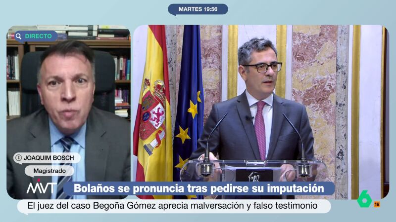 Joaquim Bosch opina sobre el auto del juez Peinado para imputar a Bolaños: "Presenta cuestiones controvertidas jurídicamente"