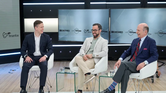 Carlos Rodríguez Braun, Jorge Laciana (FlatexDEGIRO) y Alex Caballero (Finanfox).  Carlos Rodríguez Braun, Jorge Laciana (FlatexDEGIRO) y Alex Caballero (Finanfox).