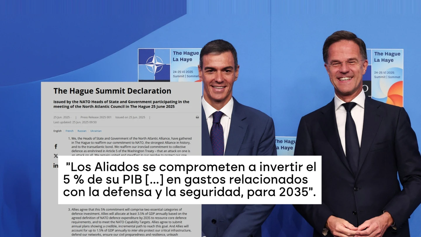 La OTAN cumple los deseos de Trump y se compromete al 5% del gasto en defensa para 2035 La OTAN cumple los deseos de Trump y se compromete al 5% del gasto en defensa para 2035