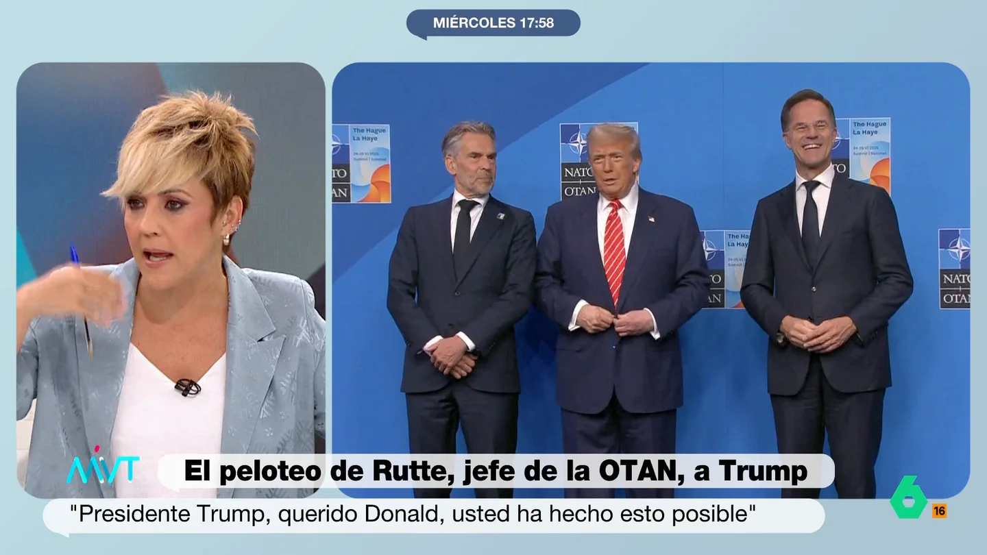 Cristina Pardo, tras filtrar Trump sus mensajes con Rutte: "Es una vergüenza. Hay que mantener el mínimo decoro diplomático" Cristina Pardo, Iñaki López y Pedro Rodríguez reflexionan en este vídeo sobre la falta de discreción de Trump al filtrar sus mensajes con Rutte, así como el servilismo por parte del secretario general de la OTAN.