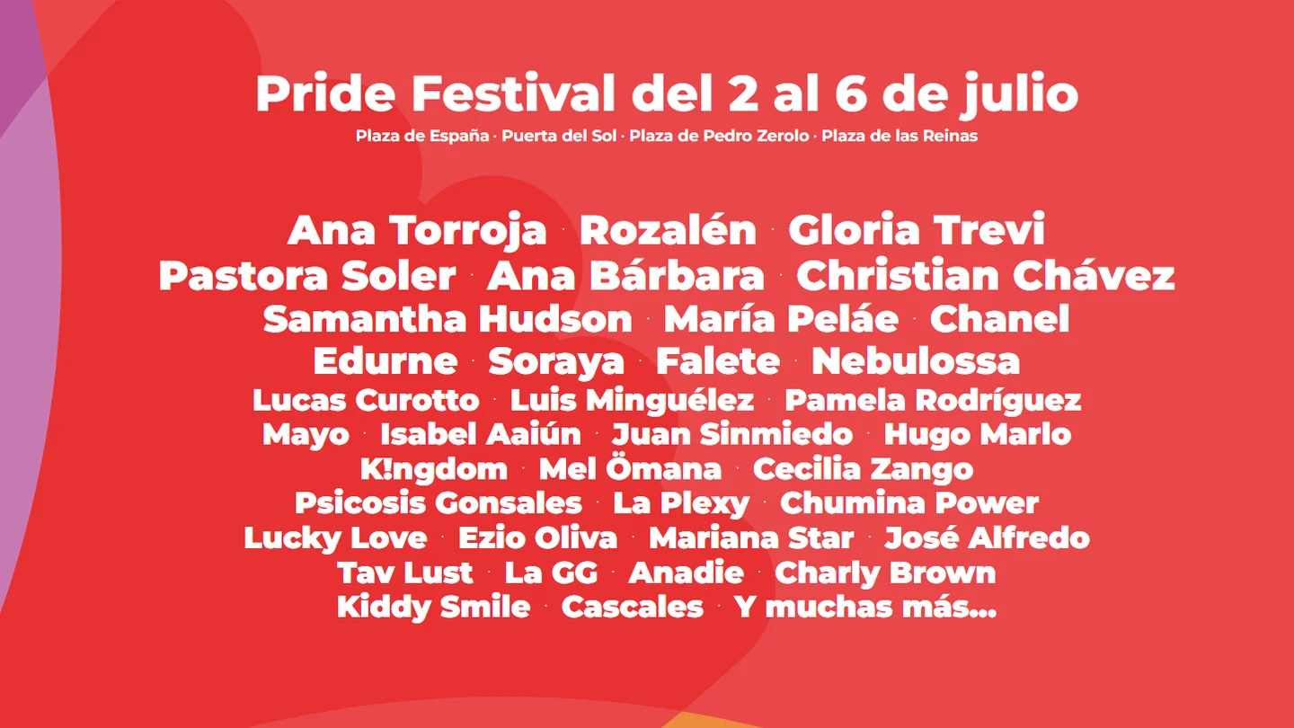 Estos son todos los conciertos gratis de las fiestas del Orgullo de 2025 en Madrid Estos son todos los conciertos gratis de las fiestas del Orgullo de 2025 en Madrid