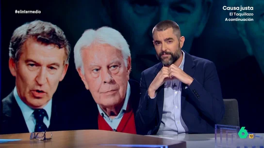 Dani Mateo compara las palabras de Feijóo y Felipe González sobre la amnistía: "Son almas gemelas" El colaborador ha hecho un repaso de las palabras del exlider socialista y el líder del Partido Popular sobre el fallo del Tribunal Constitucional que avala la ley que amnistía el procés.