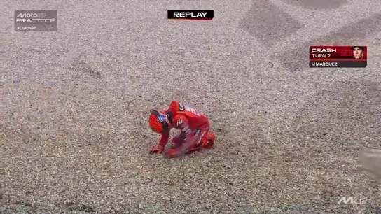 ¡Escalofriante! Marc Márquez intenta ponerse de pie tras caerse de nuevo en Assen y no puede ¡Escalofriante! Marc Márquez intenta ponerse de pie tras caerse de nuevo en Assen y no puede