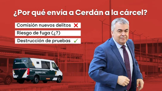 Santos Cerdán ya duerme en prisión: el juez del Supremo ve "riesgo" real de destrucción de pruebas Santos Cerdán ya duerme en prisión: el juez del Supremo ve "riesgo" real de destrucción de pruebas