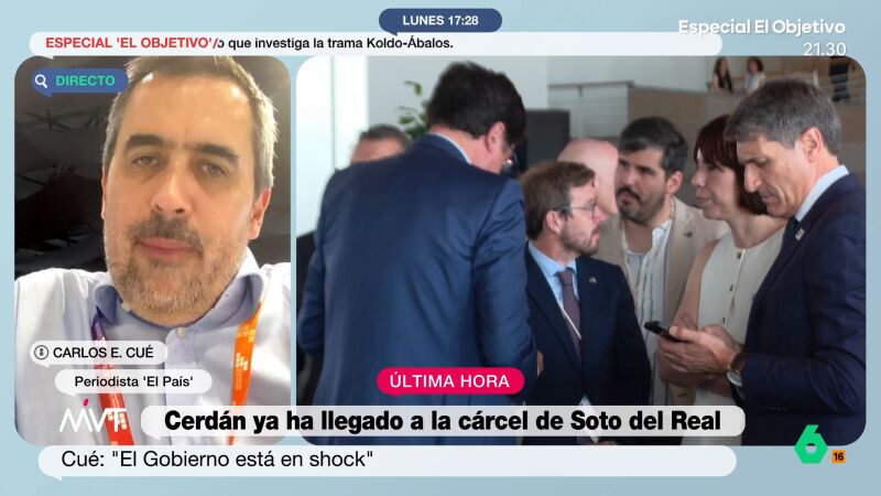 Carlos E. Cué valora las reacciones del PSOE a la prisión para Santos Cerdán: "El Gobierno está en shock"