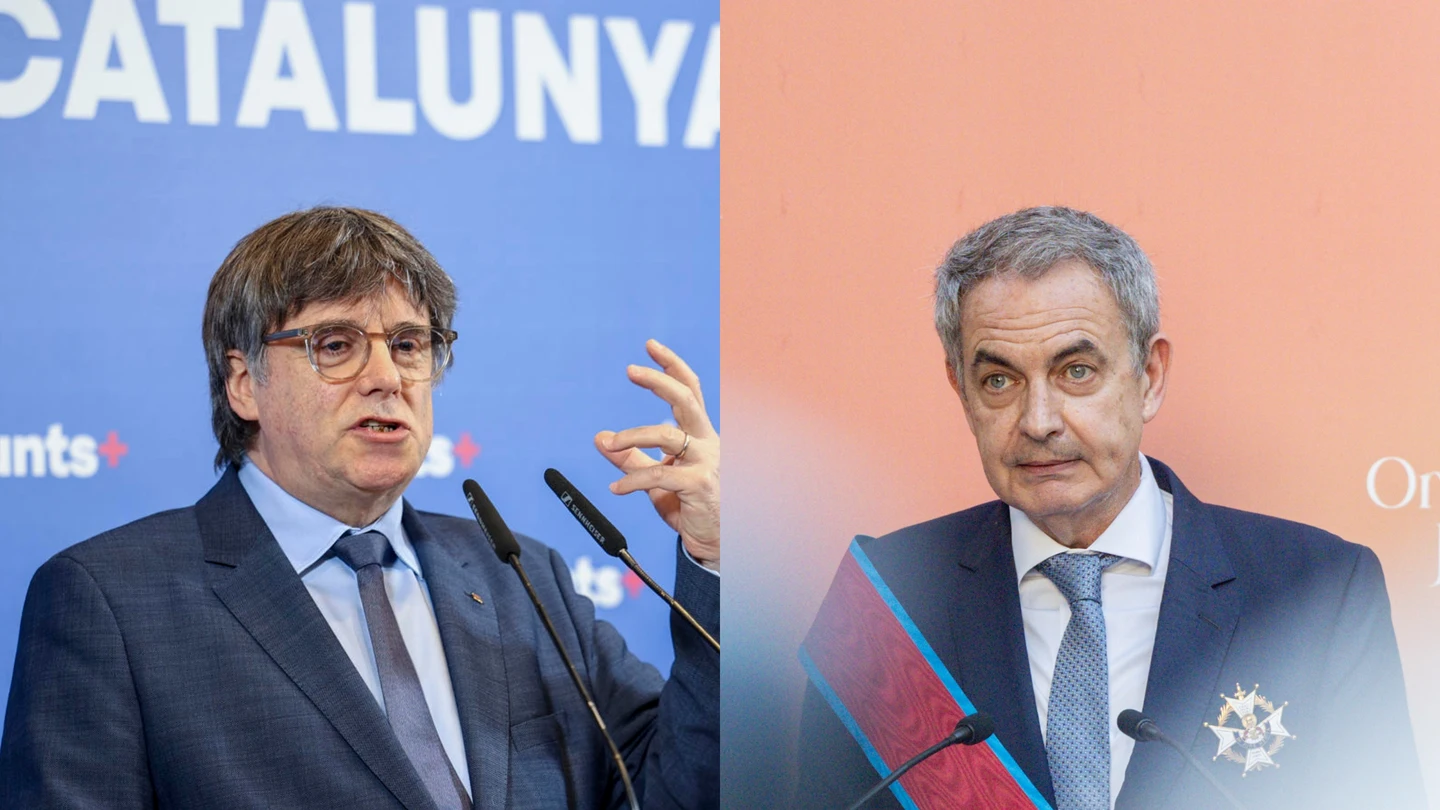 Imágenes de archivo de Carles Puigdemont y José Luis Rodríguez Zapatero Imágenes de archivo de Carles Puigdemont y José Luis Rodríguez Zapatero
