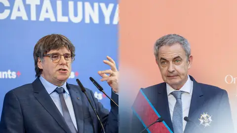 Imágenes de archivo de Carles Puigdemont y José Luis Rodríguez Zapatero Imágenes de archivo de Carles Puigdemont y José Luis Rodríguez Zapatero