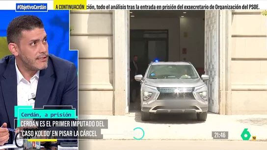 Jorge Calabrés, tras la entrada a prisión de Cerdán: "Koldo ha dicho que se va a venir abajo y va a hablar" El periodista de 'El Español' manifiesta que no sabe si es real la 'guerra fría' que supuestamente existe entre Koldo, Ábalos y Cerdán ya que, como indica, "no ha apuntado ni a Koldo ni a Ábalos en su declaración".