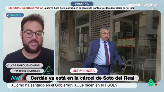 José Enrique Monrosi: "La imagen de Santos Cerdán en Soto del Real es de un impacto político que va a tener muchísimo recorrido" Monrosi analiza en Más Vale Tarde las repercusiones del ingreso en prisión de Santos Cerdán y la "única salida política" para Pedro Sánchez: "Dar las explicaciones que no ha dado y darle una vuelta al PSOE como a un calcetín".