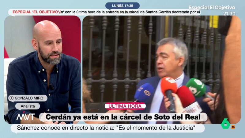 Gonzalo Miró, tras el ingreso en prisión de Santos Cerdán: "Ha dejado que otros pongan la mano en el fuego por él"