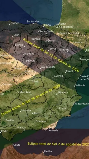 Eclipses en España en los próximos tres años