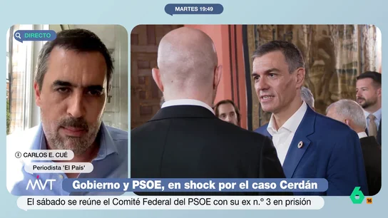 Carlos Cué, sobre el Comité Federal del PSOE: "No espero un paseo de Sánchez. Hay muchos dirigentes muy preocupados" Carlos Cue, periodista de 'El País', analiza en este vídeo la situación que afronta Pedro Sánchez de cara al Comité Federal del PSOE tras la entrada en prisión de Santos Cerdán: "Tiene que ir con algo muy potente".