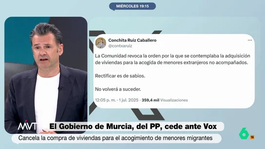 Iñaki López critica la recogida de cable del PP Murciano ante las amenazas de Vox: "Ha tirado su dignidad por la ventana" Iñaki López critica la recogida de cable del PP Murciano ante las amenazas de Vox: "Ha tirado su dignidad por la ventana"