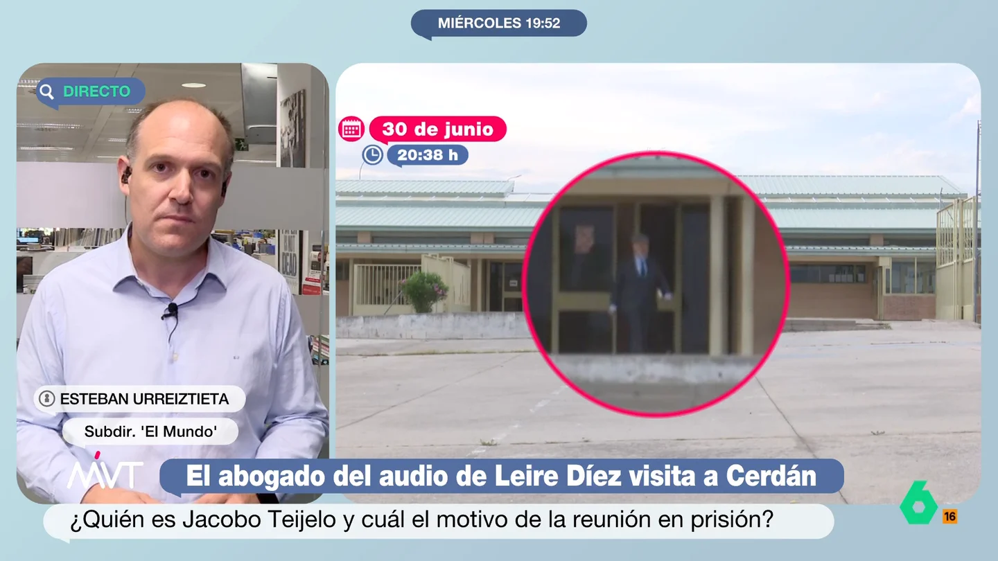 Urreiztieta, tras la visita de Teijelo a Cerdán en prisión: "Si había dudas sobre su conexión con Leire Díez, aquí lo tienen" Urreiztieta, tras la visita de Teijelo a Cerdán en prisión: "Si había dudas sobre su conexión con Leire Díez, aquí lo tienen"