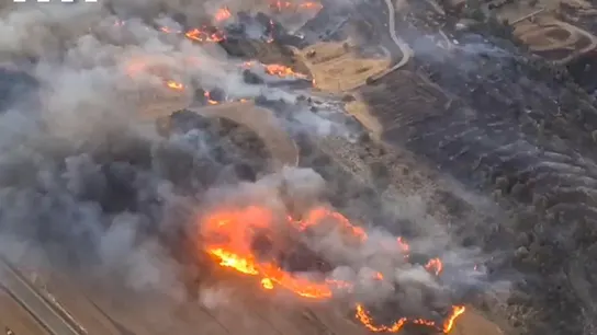 Vista aérea de los incendios en la comarca catalana de la Segarra Vista aérea de los incendios en la comarca catalana de la Segarra