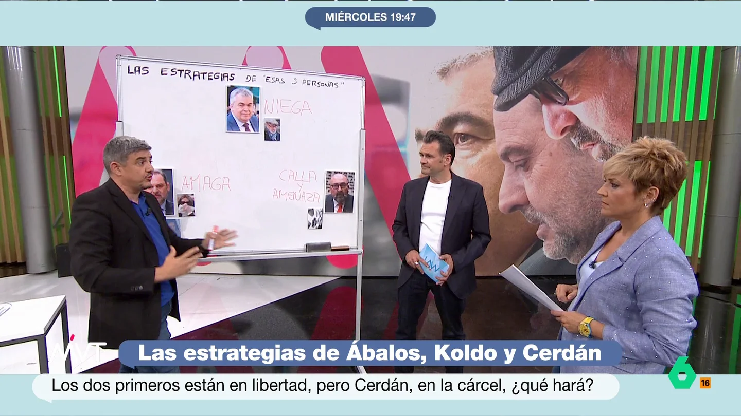 Alfonso Pérez Medina analiza las estrategias de defensa de Santos Cerdán, Ábalos y Koldo: "Cualquiera podría hacer una confesión" Alfonso Pérez Medina tira de pizarra y analiza en este vídeo el "triángulo de la corrupción" formado por Ábalos, Santos Cerdán y Koldo, cuyas estrategias de defensa de momento están manteniendo un "juego de equilibrios".
