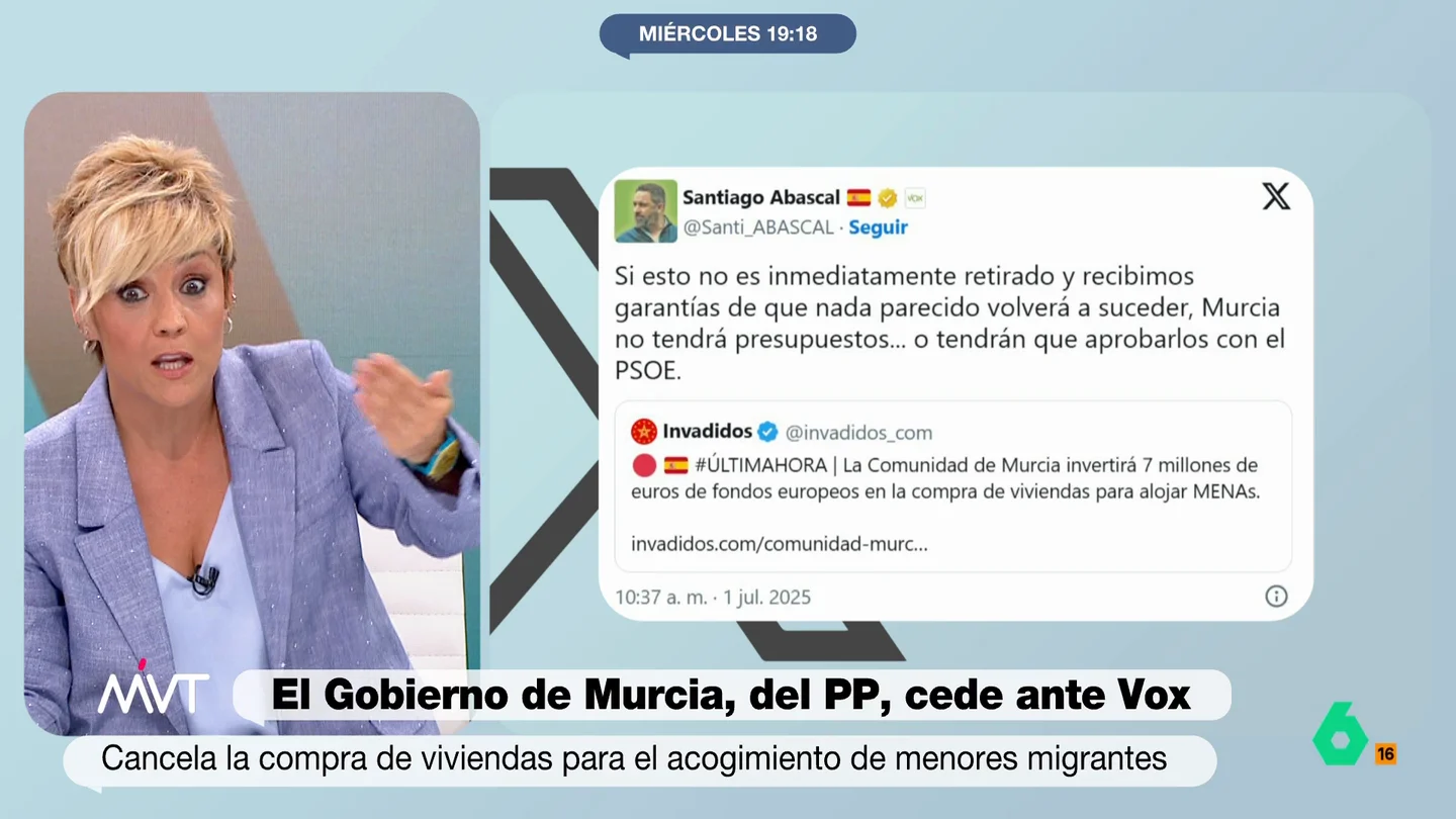 Cristina Pardo: "Es politicamente infumable actuar como si tuvieras mayoría cuando no la tienes" El Partido Popular de Murcia había anunciado que iban a adquirir varias viviendas para acoger a menores migrantes. Pero, debido a su falta de mayoría absoluta en el Gobierno, Vox lo ha impedido.