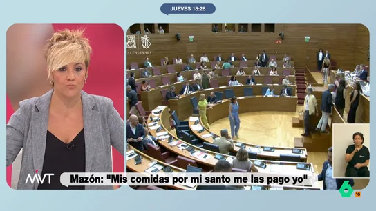 Cristina Pardo, sobre Mazón: "Que se lleve un táper a la Generalitat porque cada vez que sale a comer tiene un lío" Carlos Mazón vuelve a ser protagonista por una comida, en este caso tras intentar pasar como gasto de la Generalitat una factura de 853 euros en un restaurante Michelín. La reacción de Cristina Pardo, en este vídeo.