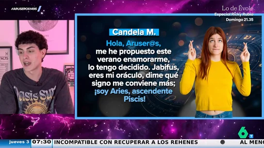 Jabifus responde a los espectadores de Aruser@s: compatibilidad de los signos para vivir un amor de verano Jabifus responde a los espectadores de Aruser@s: compatibilidad de los signos para vivir un amor de verano