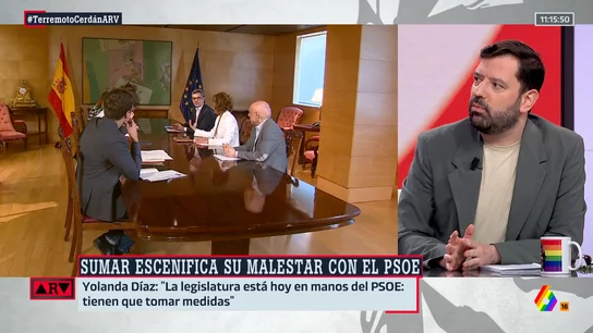 Valdivia, tras la reunión entre Sumar y PSOE: "Los dos coinciden en que quieren agotar la legislatura" Valdivia, tras la reunión entre Sumar y PSOE: "Los dos coinciden en que quieren agotar la legislatura"