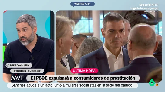 Pedro Águeda, sobre la medida de Sánchez para expulsar del PSOE a consumidores de prostitución: "Es más de imagen que otra cosa" Pedro Águeda reflexiona sobre la medida de Pedro Sánchez de reformar los estatutos para poder expulsar del PSOE a quienes consuman prostitución, una medida que "afianza al PSOE en las tesis abolicionistas" de la prostitución.