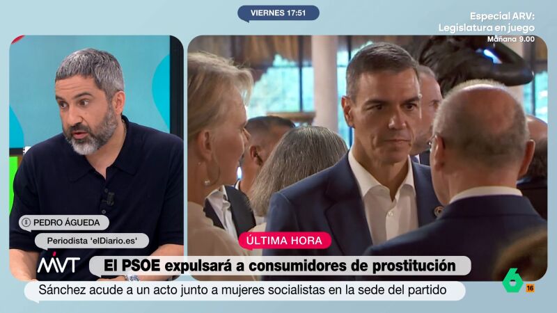 Pedro Águeda, sobre la medida de Sánchez para expulsar del PSOE a consumidores de prostitución: "Es más de imagen que otra cosa"