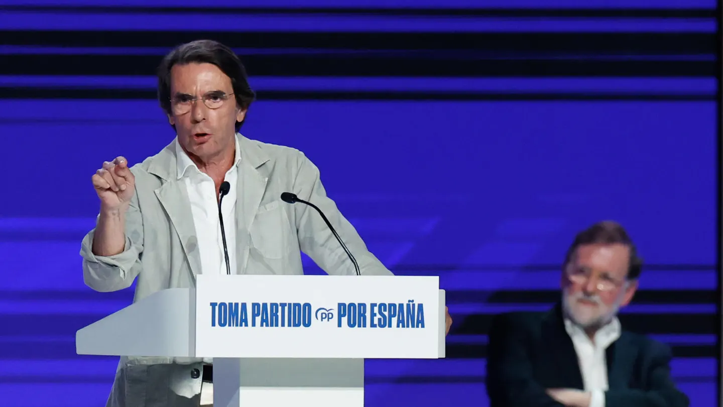 El expresidente 'popular', José María Aznar, este viernes en el XXI Congreso Nacional de la formación. El expresidente 'popular', José María Aznar, este viernes en el XXI Congreso Nacional de la formación.