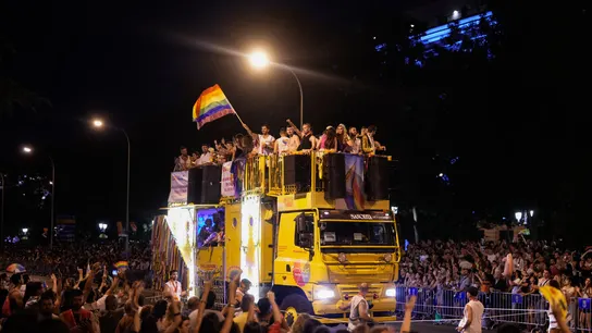 Momento de la gran marcha del Orgullo 2025 por las calles de Madrid. Momento de la gran marcha del Orgullo 2025 por las calles de Madrid.