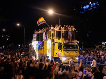 Momento de la gran marcha del Orgullo 2025 por las calles de Madrid.