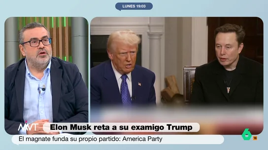 Pedro Rodríguez, sobre el partido político de Musk: "No va a ganar las elecciones, pero puede hacer las cosas difíciles a Trump" Pedro Rodríguez analiza el anuncio por parte de Elon Musk de un nuevo partido político en Estados Unidos para competir con Donald Trump, una tercera vía política que, según él, "es más que nada una forma de fastidiar".