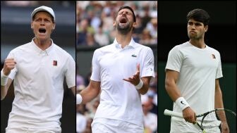 Jannik Sinner, Novak Djokovic y Carlos Alcaraz