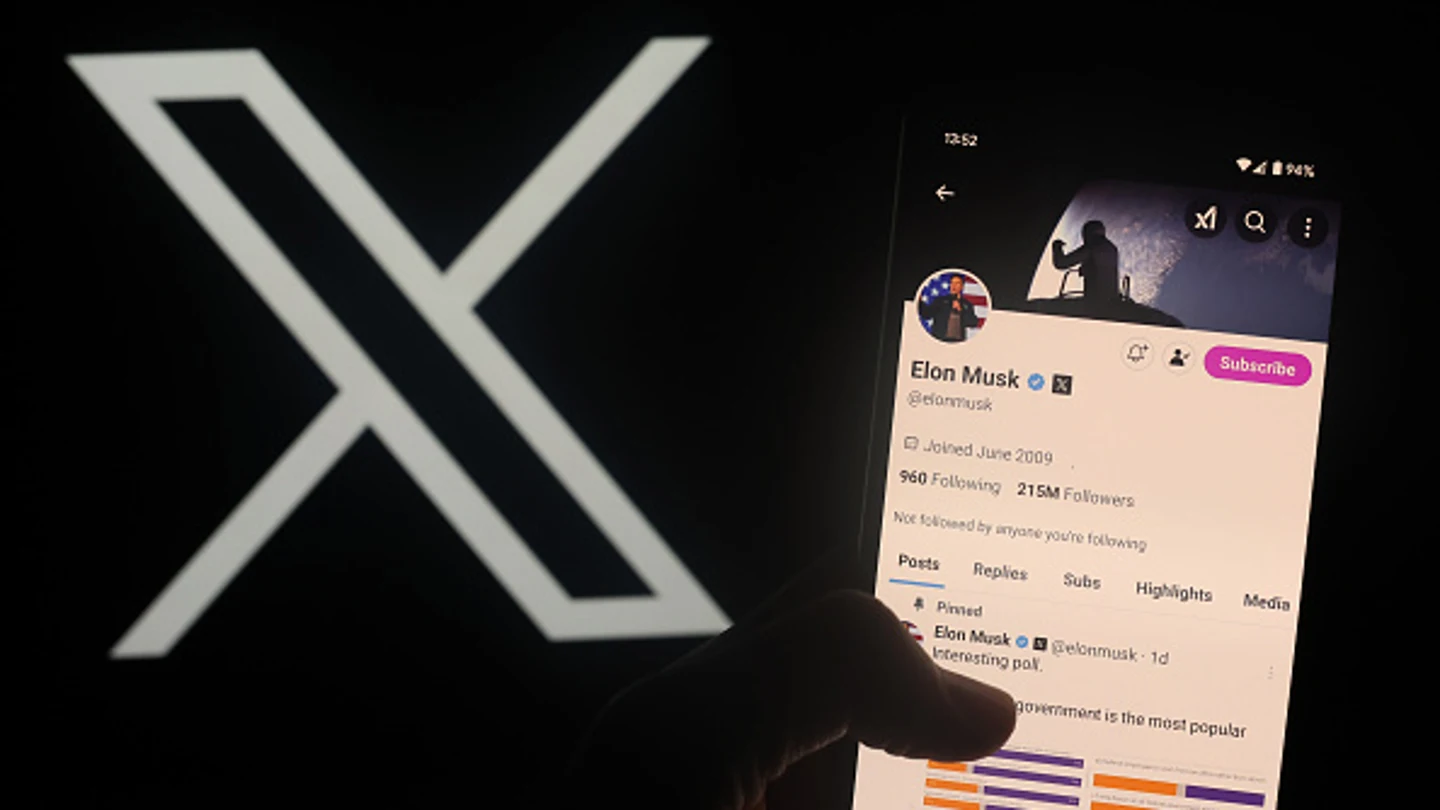 La aplicación X y el perfil de su creador, Elon Musk. La aplicación X y el perfil de su creador, Elon Musk.
