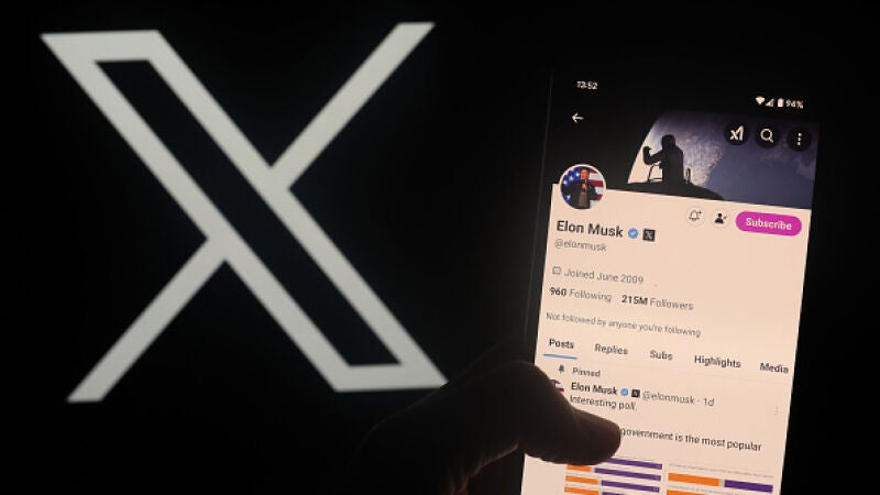 La aplicación X y el perfil de su creador, Elon Musk.