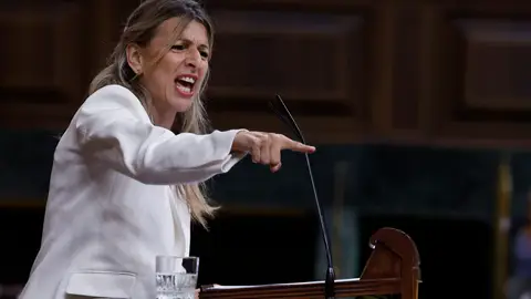 Yolanda Díaz, en el pleno del Congreso en el que Sánchez ha anunciado su plan anticorrupción Yolanda Díaz, en el pleno del Congreso en el que Sánchez ha anunciado su plan anticorrupción
