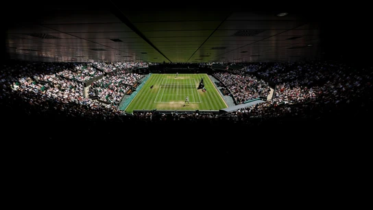 Vista general de la pista 1 durante el partido de Karen Khachanov con Taylor Fritz, durante el noveno día del torneo de Wimbledon de 2025 Vista general de la pista 1 durante el partido de Karen Khachanov con Taylor Fritz, durante el noveno día del torneo de Wimbledon de 2025
