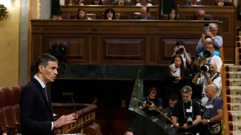 El presidente del Gobierno, Pedro Sánchez interviene en el pleno del Congreso de los Diputados este miércoles. El presidente del Gobierno, Pedro Sánchez interviene en el pleno del Congreso de los Diputados este miércoles.