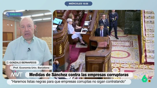 Gonzalo Bernardos expone que la corrupción podría suponer, aproximadamente, "un 17,5% del PIB" El economista expone que la corrupción cero "es imposible". Además, muestra su apoyo al sector público de nuestro país. "Tenemos funcionarios públicos maravillosos que advierten a los políticos cuando estos se quieren pasar de la raya", afirma Bernardos.