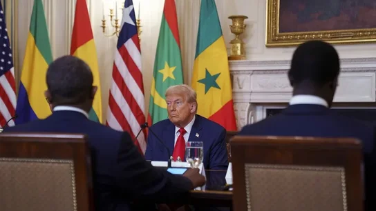 El presidente de EE.UU., Donald Trump, durante la cumbre en la Casa Blanca, con líderes africanos. El presidente de EE.UU., Donald Trump, durante la cumbre en la Casa Blanca, con líderes africanos.