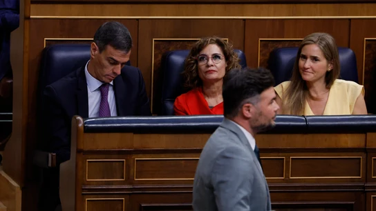El portavoz de ERC, Gabriel Rufián tras su intervención durante el pleno del Congreso El portavoz de ERC, Gabriel Rufián tras su intervención durante el pleno del Congreso
