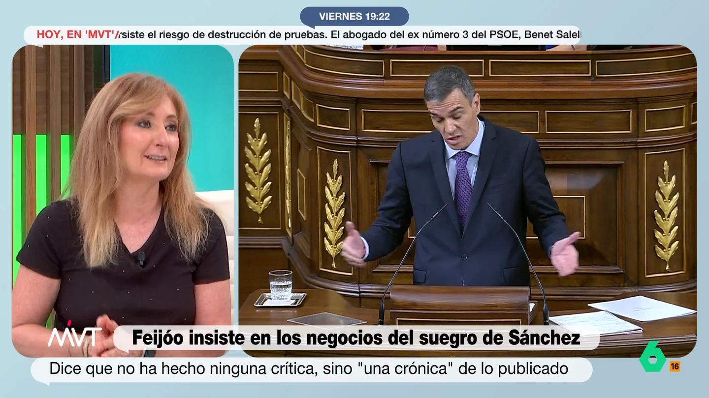 Mayte Alcaraz considera a Abascal "el seguro de vida" de Sánchez: "Mientras siga en política, seguirá gobernando" La periodista afirma que el hecho de que Vox siga creciendo ayuda al socialista a mantenerse en la presidencia del Gobierno.