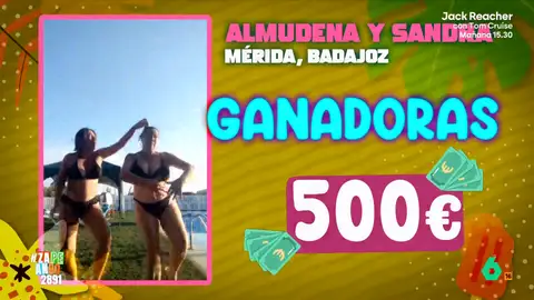 Almudena gana 500 euros gracias a su baile de 'Espresso Macchiato': "La mitad es para mi hermana" La espectadora envió su vídeo bailando esta popular canción junto a su hermana en la piscina. Como ha contado, se lo pasó muy bien grabándolo. No te pierdas cómo es su baile en el vídeo principal.