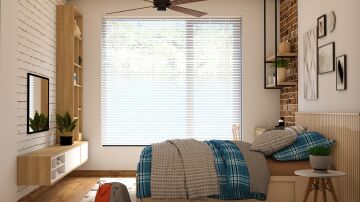Habitación con ventilador de techo