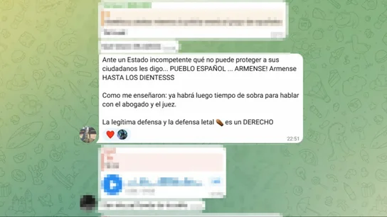 Los indignantes mensajes en los que se alienta a la violencia contra los migrantes en Torre-Pacheco: "Os vamos a cazar a todos". Los indignantes mensajes en los que se alienta a la violencia contra los migrantes en Torre-Pacheco: "Os vamos a cazar a todos".