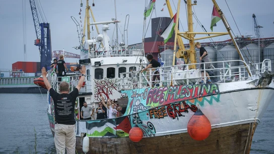 El buque 'Handala' de la Flotilla de la Libertad. El buque 'Handala' de la Flotilla de la Libertad.